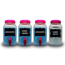 4 Recipientes Para Sabão em pó, Amaciante, Alvejante e sabão liquido