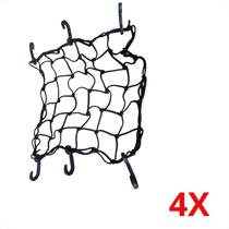 4 Redinha Elástica Aranha Bagageiro Moto Bike Fixação Capacete Mochila Transporte Seguro Ganchos Reforçados