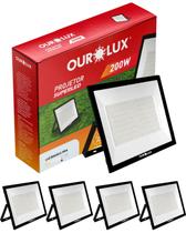 4 Refletor De Led Preto 200w 6500k Ourolux Bivolt