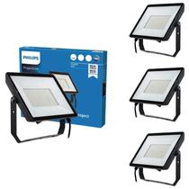 4 Refletor Led 200w Philips 6500k IP65 Bivolt Alumínio PT