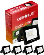 4 Refletor Ourolux Slim 10w Bivolt Ip65 Cor Da Luz 6500k
