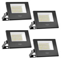 4 Refletor Slim Led 30w Ip66 Branco Frio 6500k Elgin Bivolt