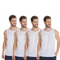 4 Regatas Masculina Branca de Poliéster para Uso Casual Tecido Sublimação