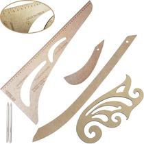 4 Réguas Corte Costura Curva Francesa Cavas Decotes N2 + Giz