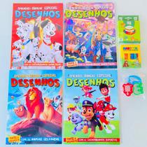 4 Revistas Desenhos Colorir E Brincar Lápis De Cor +massinha