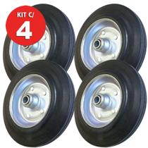 4 Roda Borracha Maciça 8 Polegada Rolamento Rolete Beltools