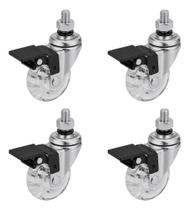 4 Rodas Cristal Com Base Giratória Pu 2 Polegadas Com Freio Branco 4 Rodas Cristal Com Base Giratória Pu 2 Polegadas Com Freio Branco