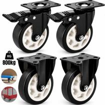 4 Rodas Rodízio Grande Giratória Com Trava E Fixo Para Carrinho Móveis 100mm 4 Polegadas Peso 800kg - 4 Rodas Rodízio Grande Giratória Com Trava E Fixo Para Carrinho Móveis 100mm 4 Polegadas Peso 800kg -