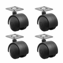 4 Rodinhas Para Moveis Sem Trava 40mm Chapa 4 furos Plástico - Desicon