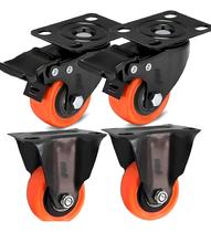 4 Rodízio 50Mm Rodinha Laranja Pvc Reforçado Com E Sem Trava