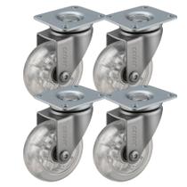 4 Rodízio Gel Cristal Colson 2 Polegadas Sem Freio Transparente em PVCGEL, Estrutura Cromada, Giratório, 40 kg, para Móveis e Decoração 4 Rodízio Gel Cristal Colson 2 Polegadas Sem Freio Transparente em PVCGEL, Estrutura Cromada, Giratório, 40 kg, para Móveis e Decoração