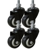 4 Rodízio Giratório Colson 2 Polegadas com Espiga Roda em Polipropileno com Banda de PVC e Garfo em Aço Epóxi Preto 4 Rodízio Giratório Colson 2 Polegadas com Espiga Roda em Polipropileno com Banda de PVC e Garfo em Aço Epóxi Preto