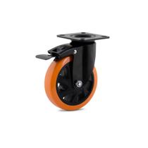 4 Rodízio Giratório Preto 6" Com Freio Black Pu 600kg Colson