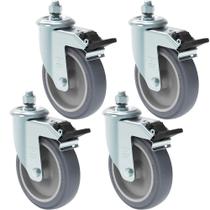 4 Rodizio Roda Giratório Pvc Parafuso Com Freio 5 Polegadas Schioppa