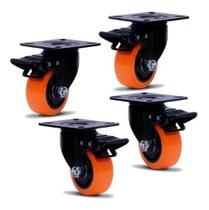 4 Rodizios Giratório 2 Polegadas C Freio Laranja Colson 4 Rodizios Giratório 2 Polegadas C Freio Laranja Colson