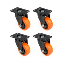 4 Rodizios Roda Para Case 3 Polegadas 4 Furos Profissional Rodas Laranja