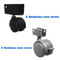 4 Rodízios Rodinha Chapa U Para Berço 15x40mm Preto