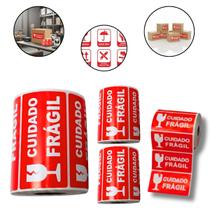 4 Rolos de Etiqueta Adesiva Couche Cuidado Frágil 10 x 5 cm com 2000 Unidades Vermelho 4 Rolos de Etiqueta Adesiva Couche Cuidado Frágil 10 x 5 cm com 2000 Unidades Vermelho