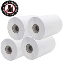 4 Rolos Etiqueta Adesiva Papel Couche Branca sem Ribbon