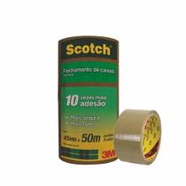 4 Rolos Fita Adesiva Marrom p/ Embalagem 45mmx45m Scotch 3M