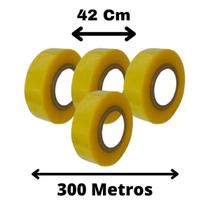 4 Rolos Fita Larga 300 M Transparente Empacotamento