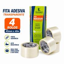 4 Rolos Fita para Embalagem Koretech Transparente 45mm x 40m Profissional 4 Rolos Fita para Embalagem Koretech Transparente 45mm x 40m Profissional