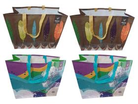4 Sacolas de Ráfia Ecobag Retornável Grande 39x44x22cm B4u