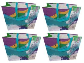 4 Sacolas de Ráfia Retornável Grande 39x44x22cm Barco B4u