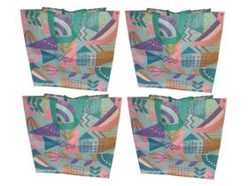 4 Sacolas Gigantes de Ráfia Ecobag Retornável 44x45x29cm B4u