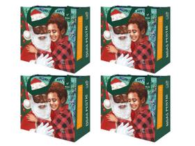 4 Sacolas Ráfia Ecobag Retornável 35x40x18cm Natal B4U