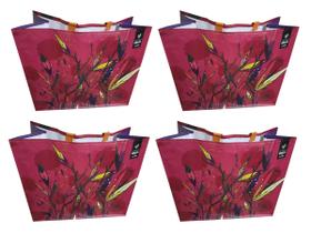 4 Sacolas Ráfia Retornável Grande 39x44x22cm Cores Nat. B4u