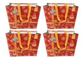4 Sacolas Tamanho Grande de Ráfia 39X44X22Cm Natal Presente B4U