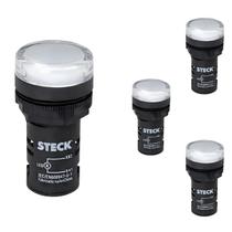 4 Sinaleiro LED 22,5mm Steck 110V Luminoso Branco SLDS1105