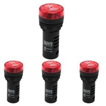 4 Sinalizadores 22mm Sonoro 50dB Led 24Vca/CC - Metaltex