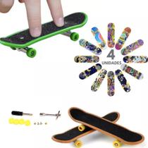 4 Skates Fingerboard Mini De Dedo Lixa Rolamento + Peças