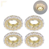 4 Spot Cristal Embutir K9 Inox Dourado Redondo MR16 Lup62 4 Spot Cristal Embutir K9 Inox Dourado Redondo MR16 Lup62
