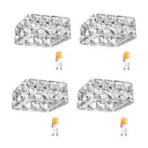 4 Spot Cristal Embutir Pastilhas Ac629 + Led G9 220v 3000k