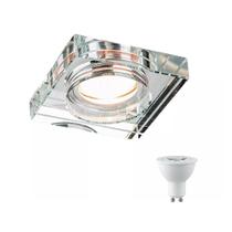 4 Spot Cristal Quadrado Embutir Espelhado Ac593 + Led