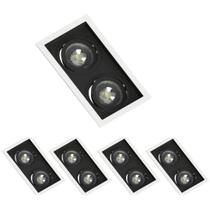 4 Spot Duplo Embutir Recuado Branco e Preto PAR20 E27