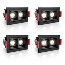 4 Spot Duplo Micro Embutir Led Downlight Recuado 4000k Bet86