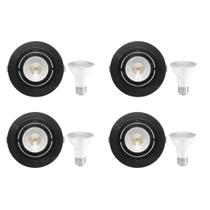 4 Spot Emb Face Plana PAR20 + 1 Lâmpada LED 6W 3000K E27 Save Energy