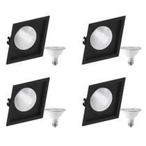 4 Spot Embutir Quadrado Recuo PAR30 + 1 Lâmpada LED 10W 6500K E27 4 Spot Embutir Quadrado Recuo PAR30 + 1 Lâmpada LED 10W 6500K E27