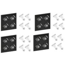 4 Spot Embutir Recuado PAR20 + Lâmpada LED 6W 2700K E27