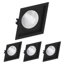 4 Spot Embutir Recuado Par30 E27 Preto Save Energy Quadrado