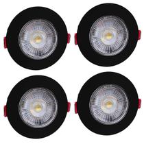 4 Spot Led Redondo 5W Branco Quente 3000k Preto Bivolt