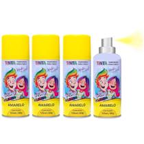 4 Spray Cabelo Maluco Temporário Amarelo p/ Carnaval Festas