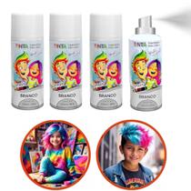 4 Spray de Cabelo Maluco Temporário Branca Carnaval Festas