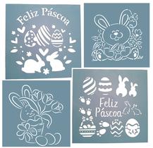 4 Stencil Pascoa Coelhinho Ovos Estêncil 18cm Cada 4 Stencil Pascoa Coelhinho Ovos Estêncil 18cm Cada