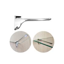 4 Suporte para Prateleira Vidro Madeira Pelicano Cromado