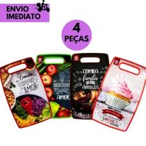 4 Tabuas de Corte Plástica Carne Legumes Frutas Estampada Decorada Resistente Multiuso Cozinha 4 Tabuas de Corte Plástica Carne Legumes Frutas Estampada Decorada Resistente Multiuso Cozinha
